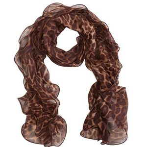 Ralph Lauren NWT Womens Scarf - Fara Animal Double Ruffle Scarf Lauren By RL